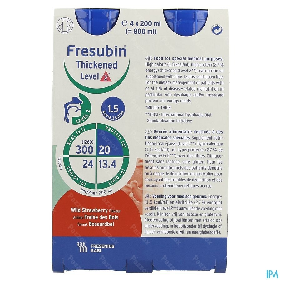 Fresubin Thickened Level 2 Drink Aardbei 4x200ml