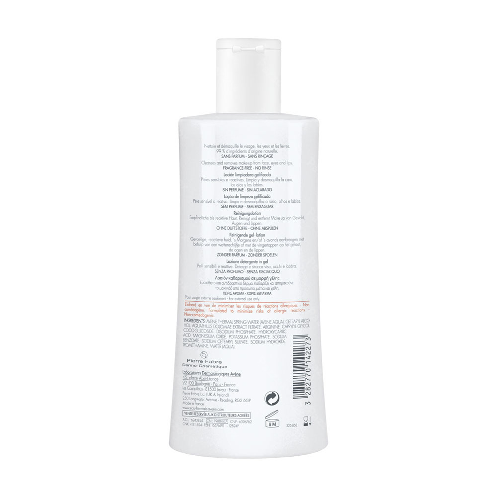 Avène Tolerance Reinigende gel-lotion, Reactieve huid, Gelaat & ogen 400ml
