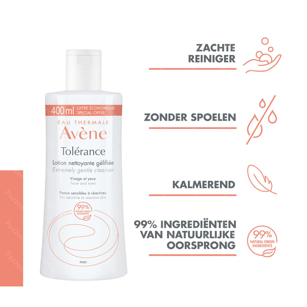 Avène Tolerance Reinigende gel-lotion, Reactieve huid, Gelaat & ogen 400ml
