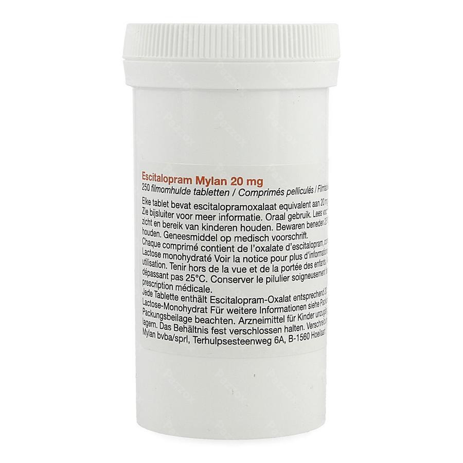 Escitalopram Mylan 20mg Filmomh Tabl 250 Pot