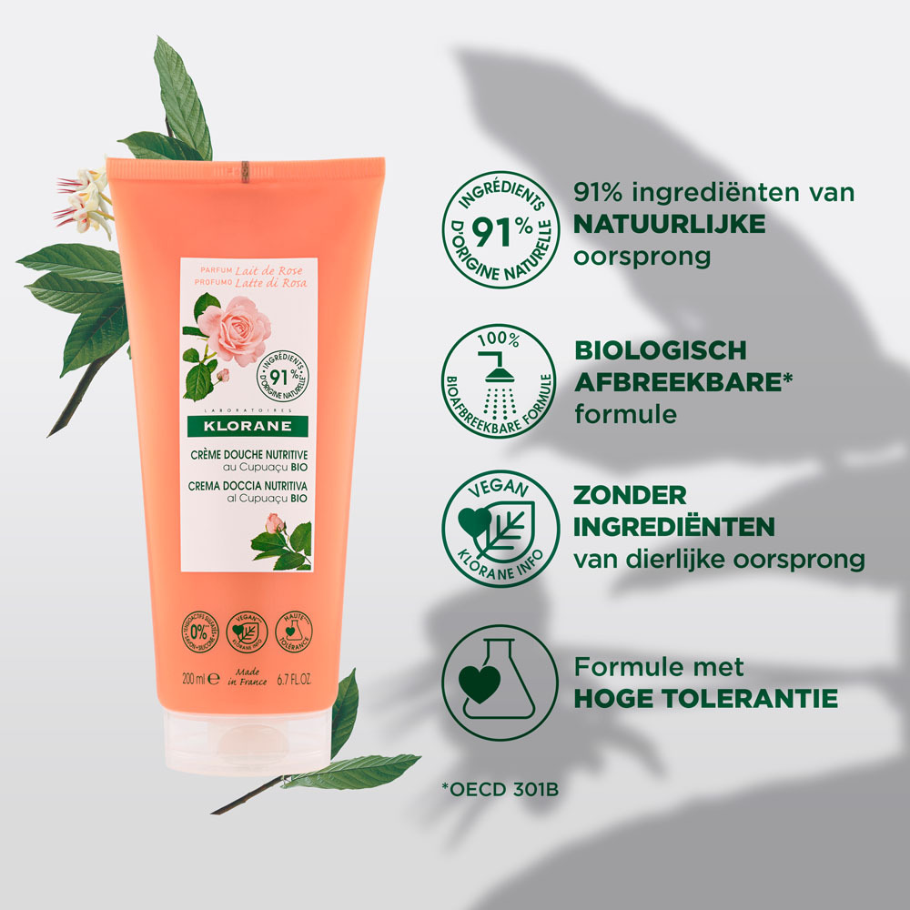 Klorane Lichaam Douchecr Lait Rose 200ml Nf