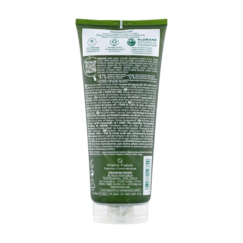 Klorane Lichaam Douchegel Cederhout 200ml