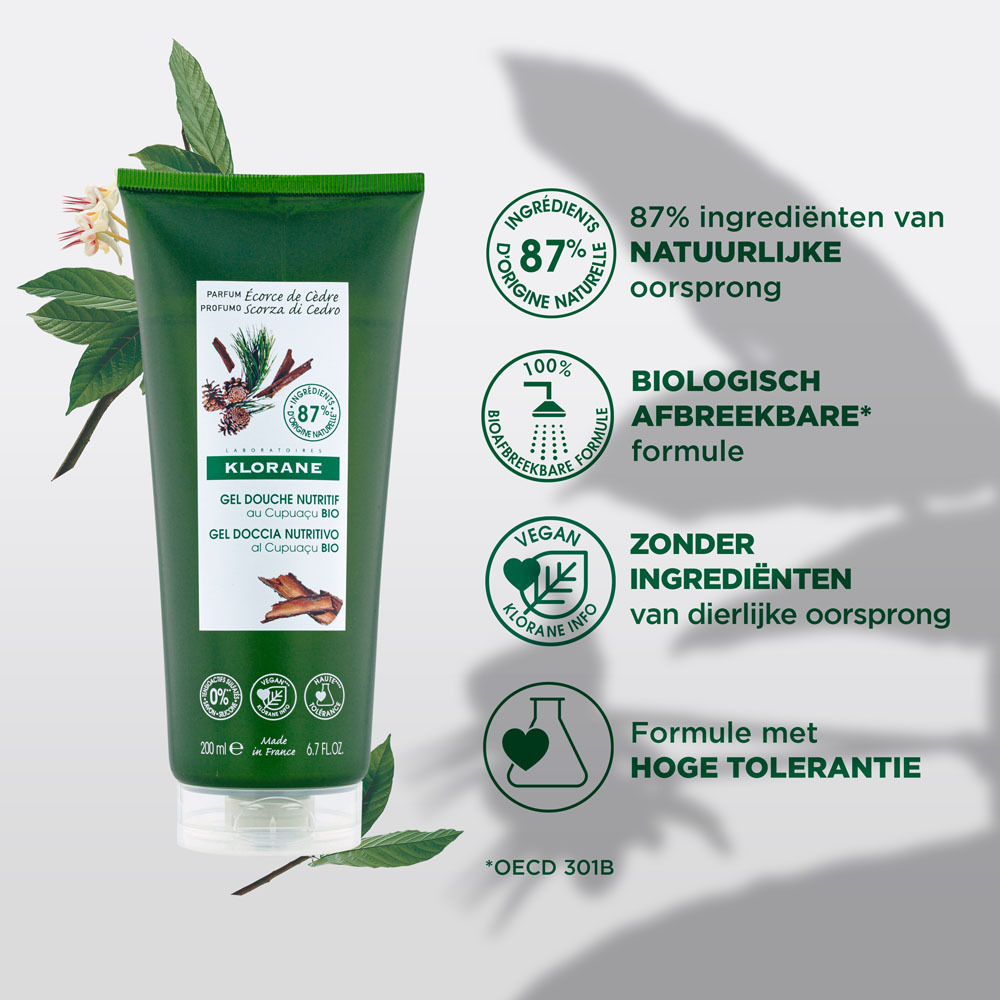 Klorane Lichaam Douchegel Cederhout 200ml