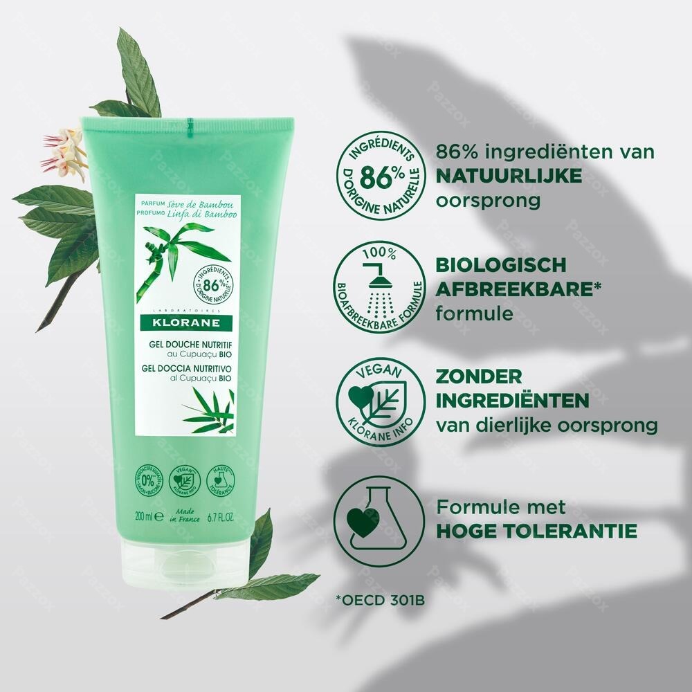 Klorane Douchegel Bamboesap 200 Ml