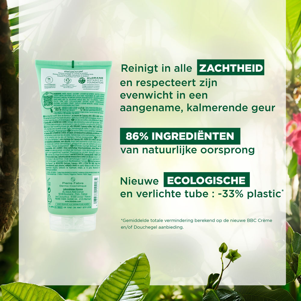 Klorane Douchegel Bamboesap 200 Ml