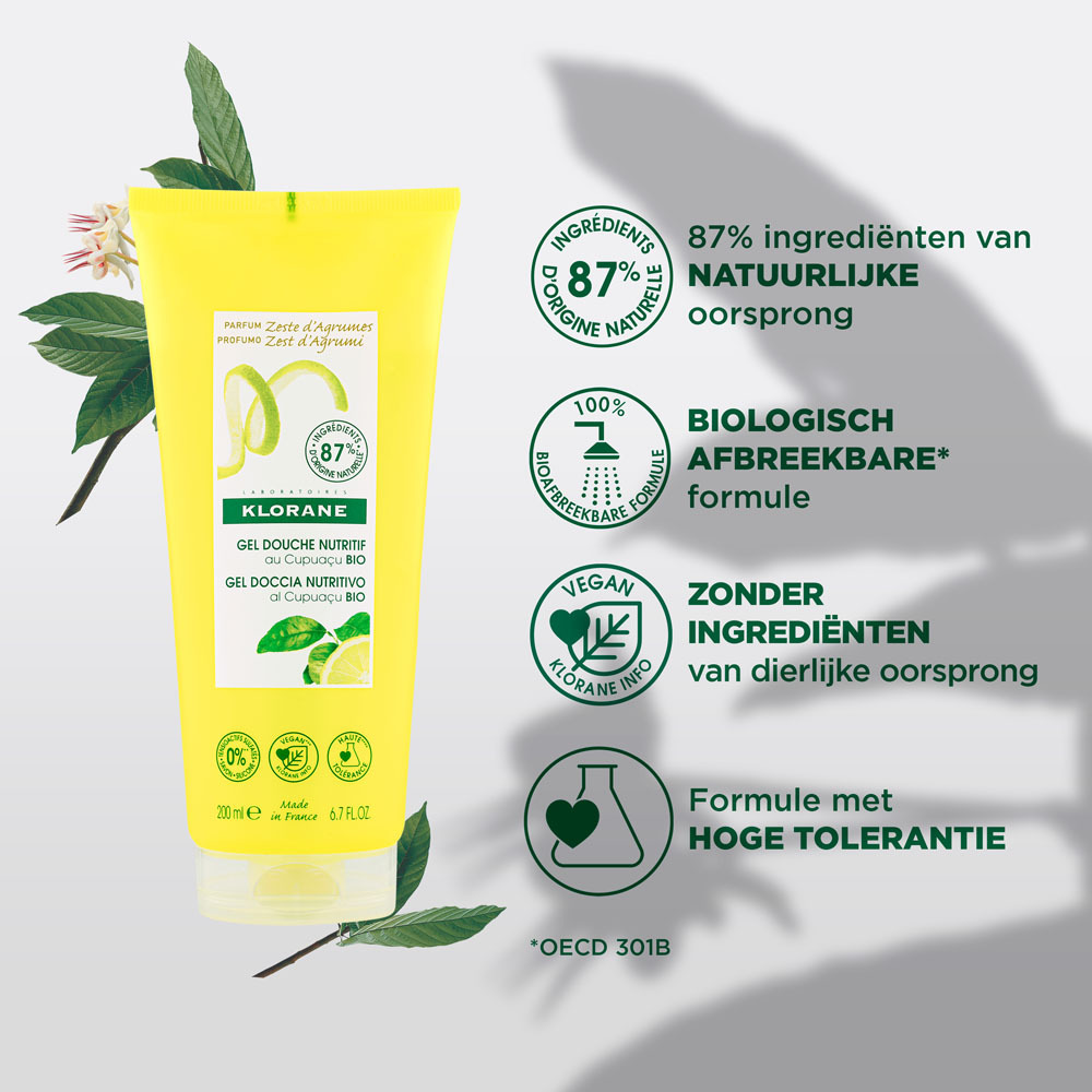 Klorane Lichaam Douchegel Zeste Cistrusvr.200ml Nf