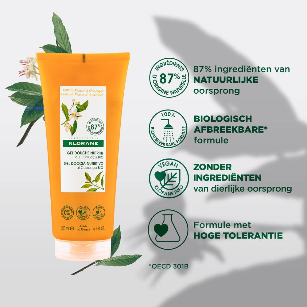 Klorane Lichaam Douchegel Oranjebloesem 200ml Nf