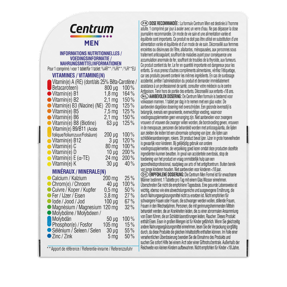 Centrum Men Multivoedingssupplement Mannen 30 Tabletten