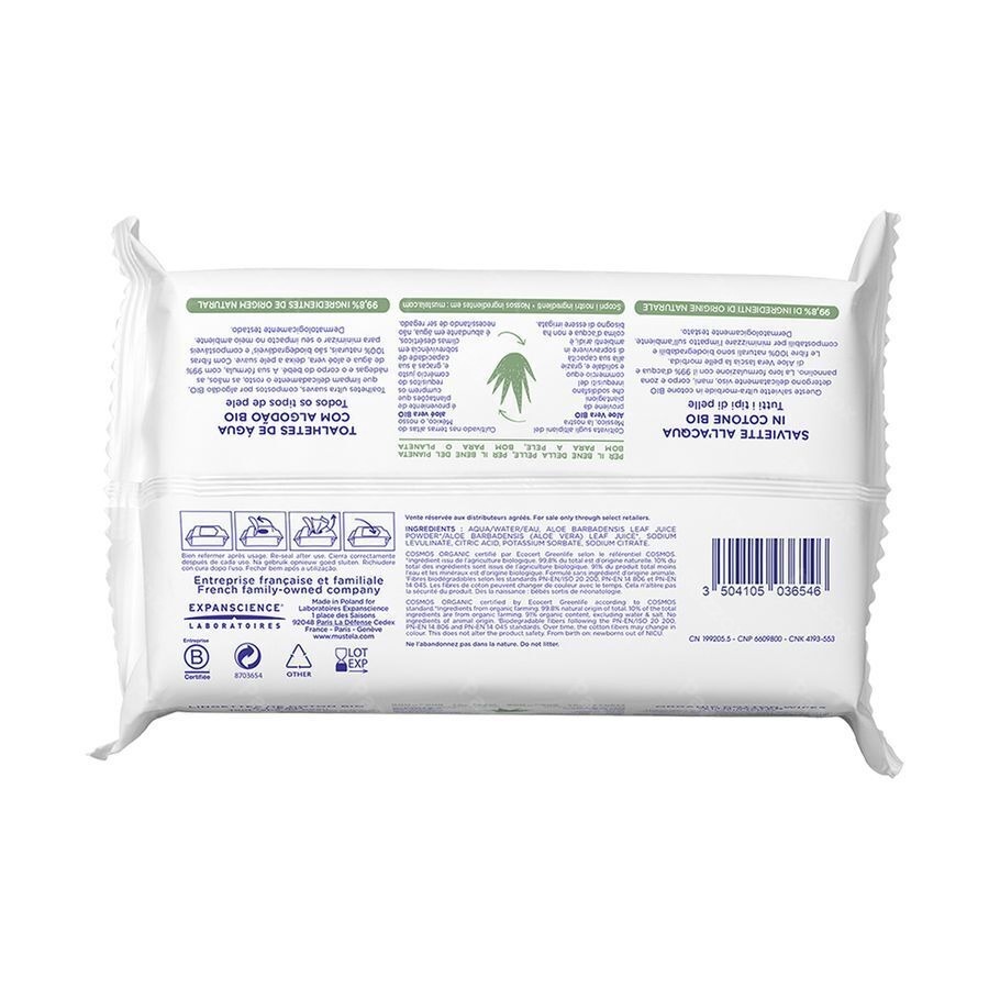 Mustela Bio Katoenen Doekjes Met Water 60stuks