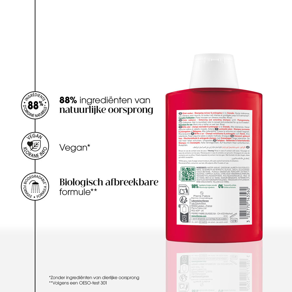 Klorane Kleurversterkende Shampoo Met Granaatappel 200ml