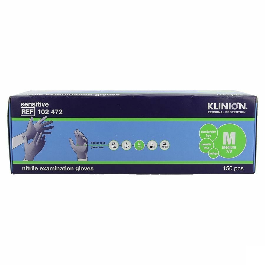 Klinion Onderz. Handsch. Nitrile 24cm Indigo M 150