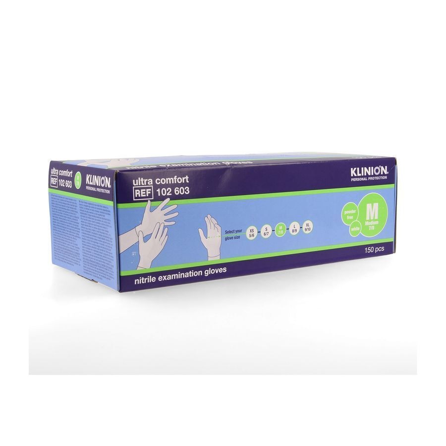 Klinion Onderz. Handschoen Nitrile 24cm Wit M 150