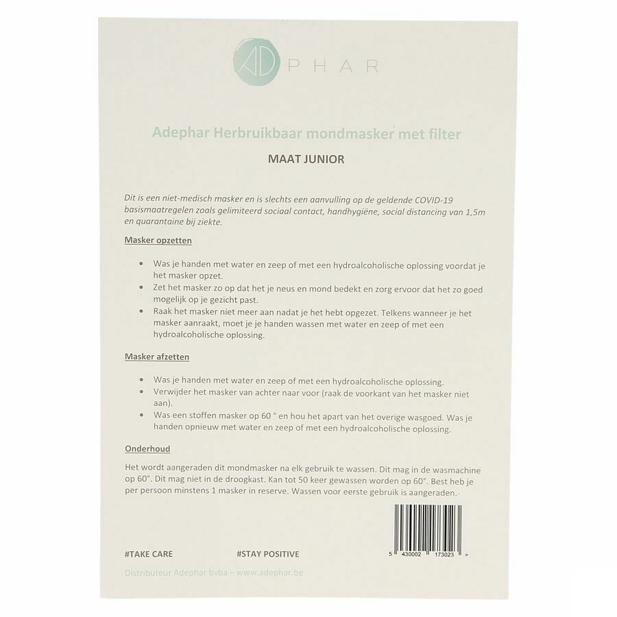 Mondmasker Herbruikbaar Filter Junior