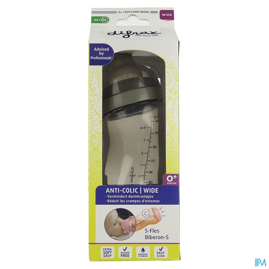 Difrax S-fles Wide Grijs 310ml