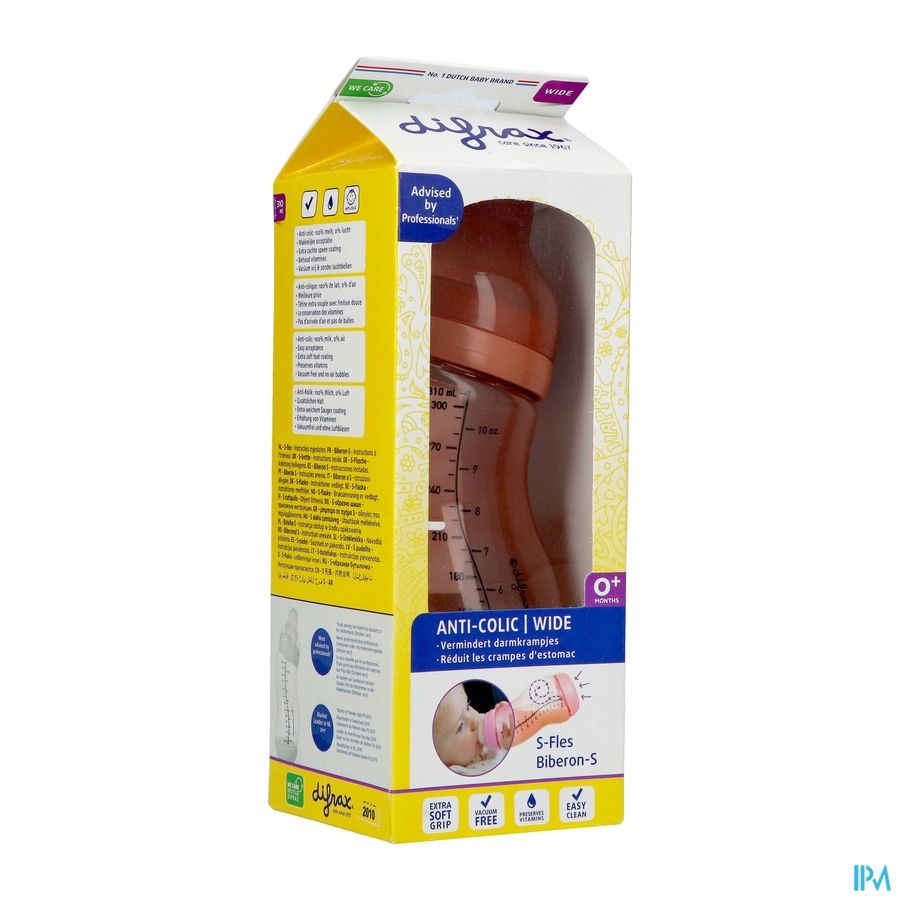 Difrax S-fles Wide Bruin 310ml
