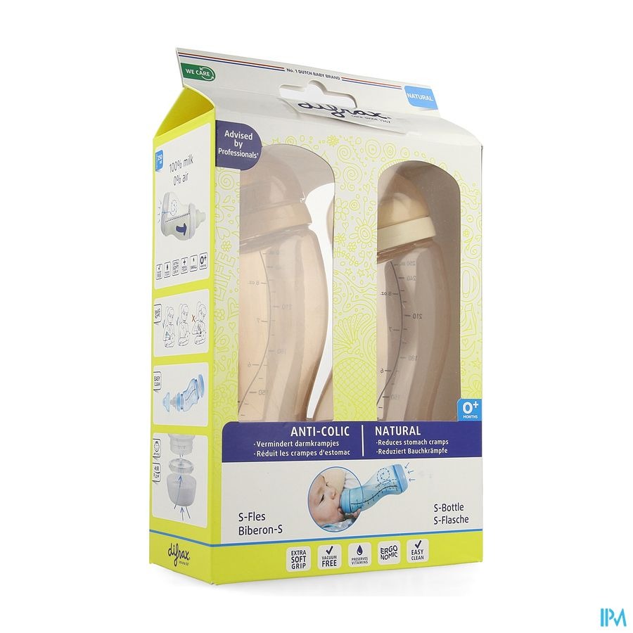 Difrax S-fles Natural Roze/bruin 250ml 2pack