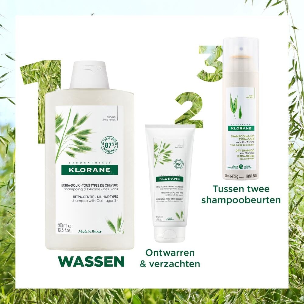 Klorane Extra Zachte Shampoo Met Haver Alle Haartypes Vanaf 3 Jaar 200ml