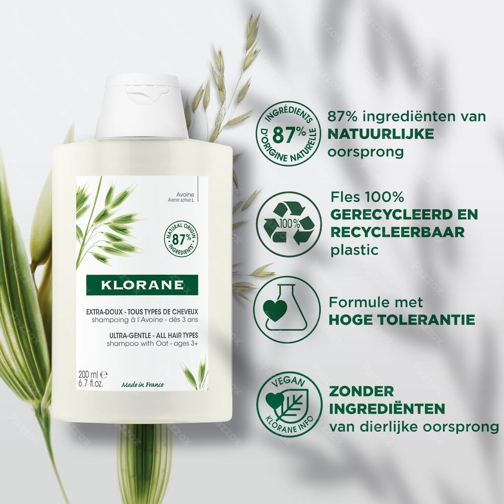 Klorane Extra Zachte Shampoo Met Haver Alle Haartypes Vanaf 3 Jaar 200ml