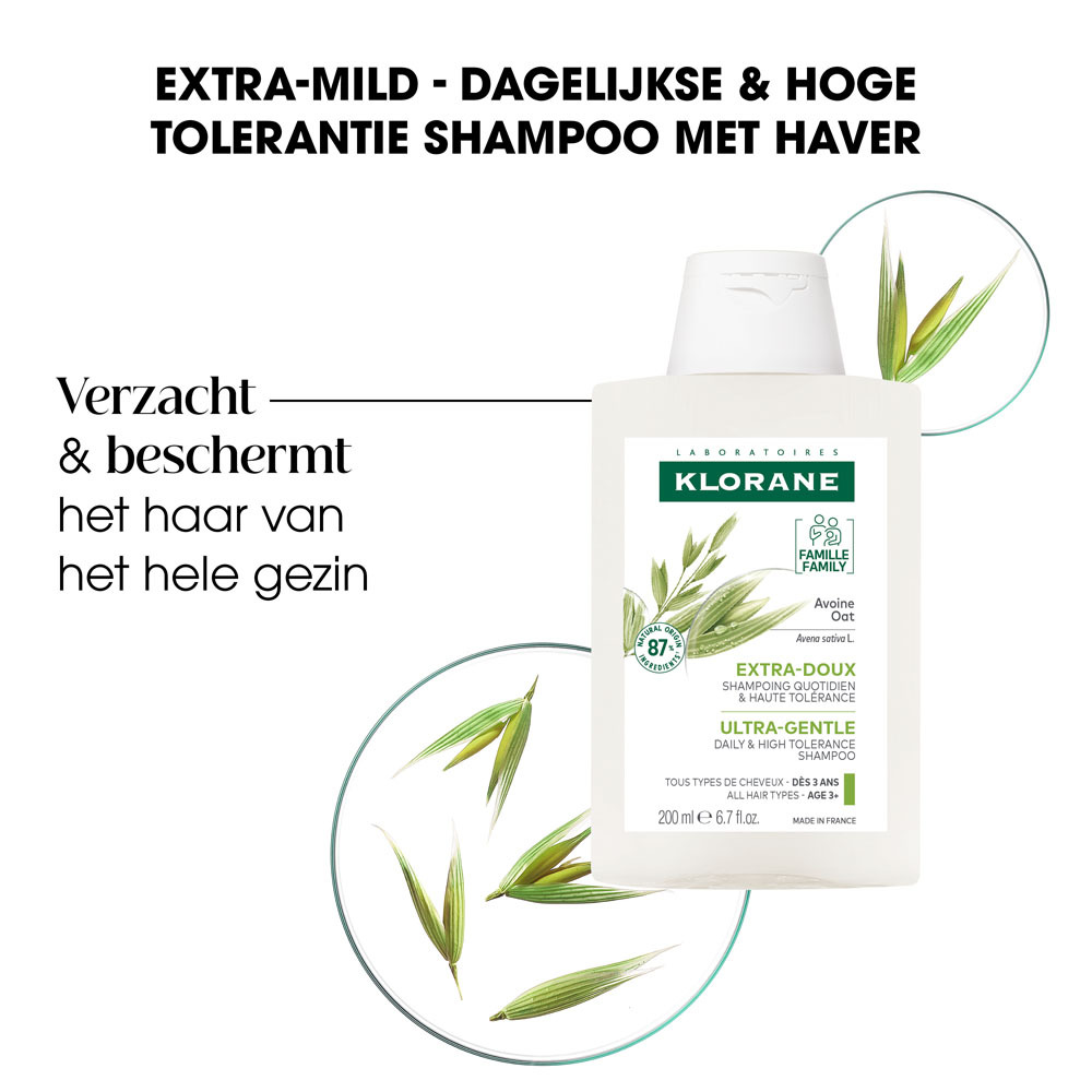 Klorane Extra Zachte Shampoo Met Haver Alle Haartypes Vanaf 3 Jaar 200ml