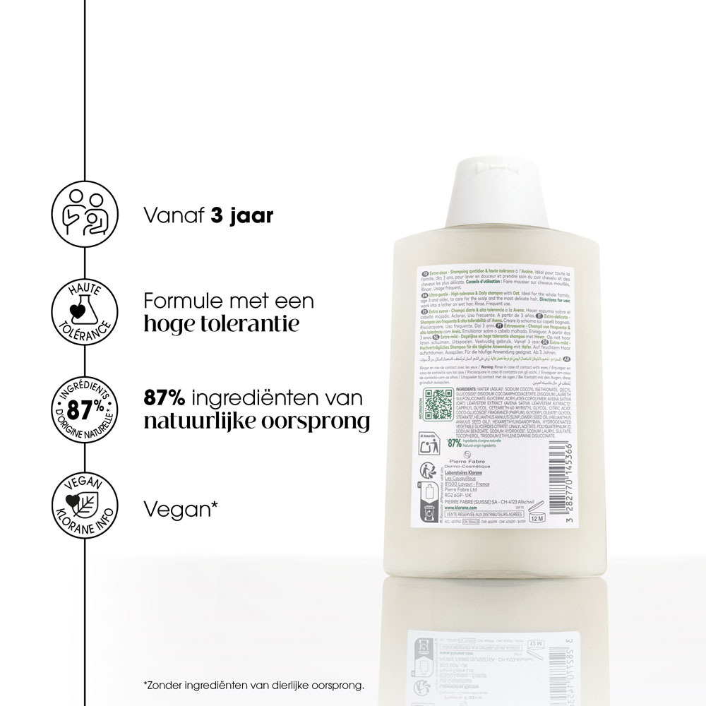 Klorane Extra Zachte Shampoo Met Haver Alle Haartypes Vanaf 3 Jaar 200ml