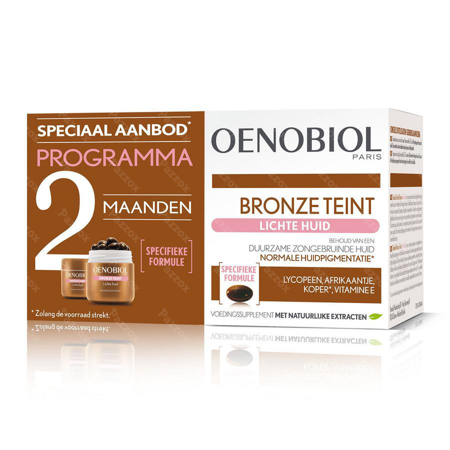 Oenobiol Bronze Teint Lichte Huid Caps 2x30
