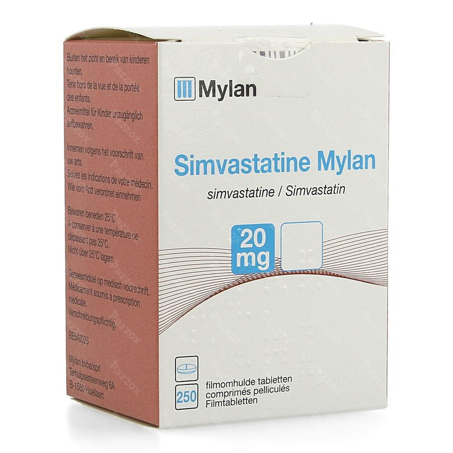 Simvastatine Mylan 20mg Filmomh Tabl 250 Fl Hdpe