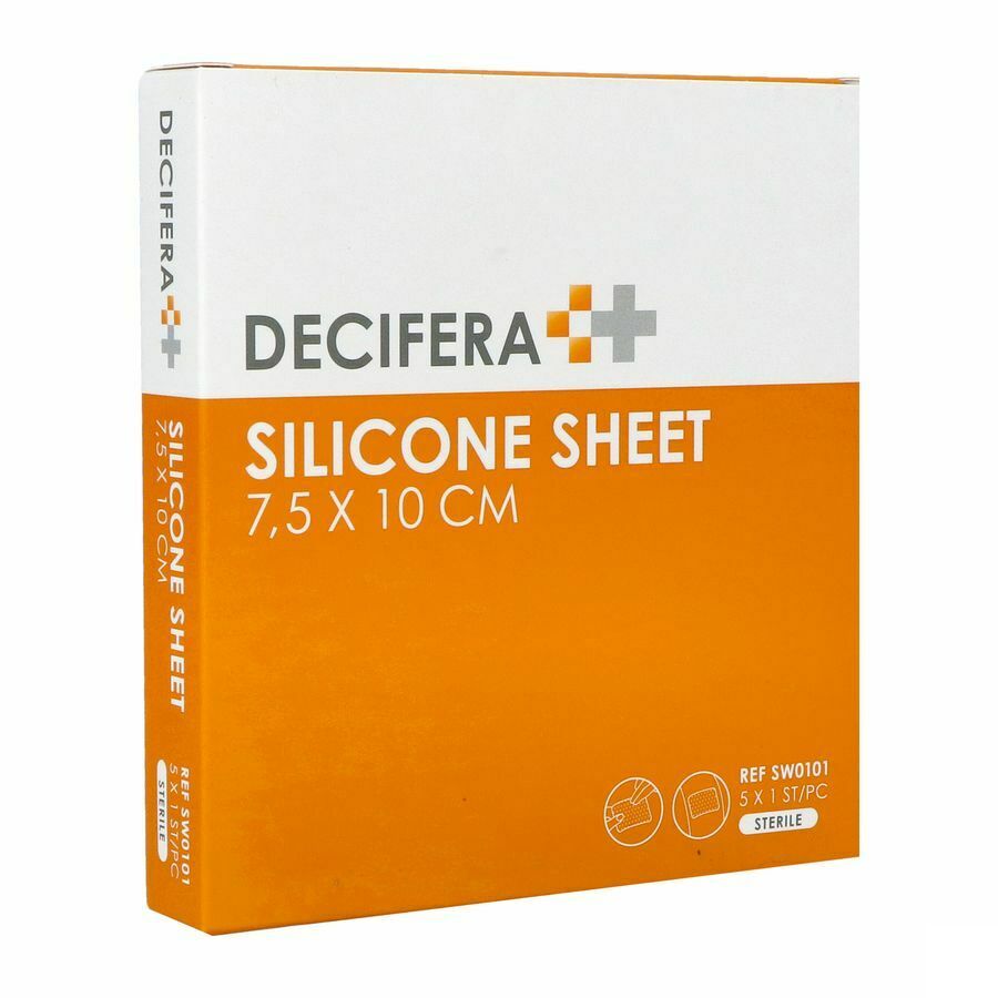 Decifera silicone sheet - 7,5 x 10 cm - 5 stuks - steriel