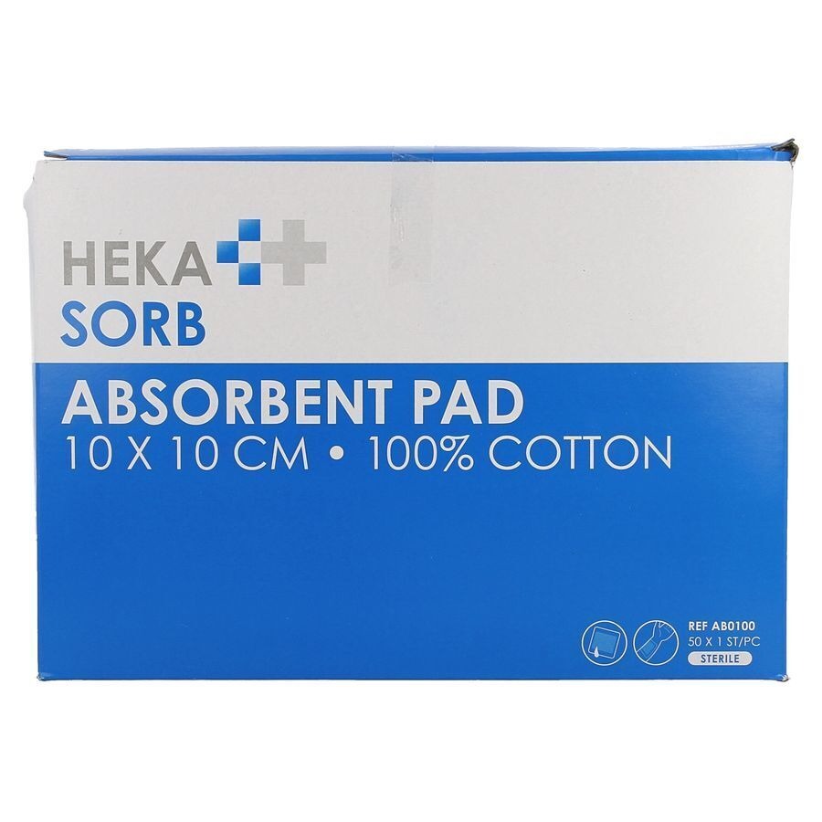 Hekasorb Verband Absorb. Steriel 10x10cm 50