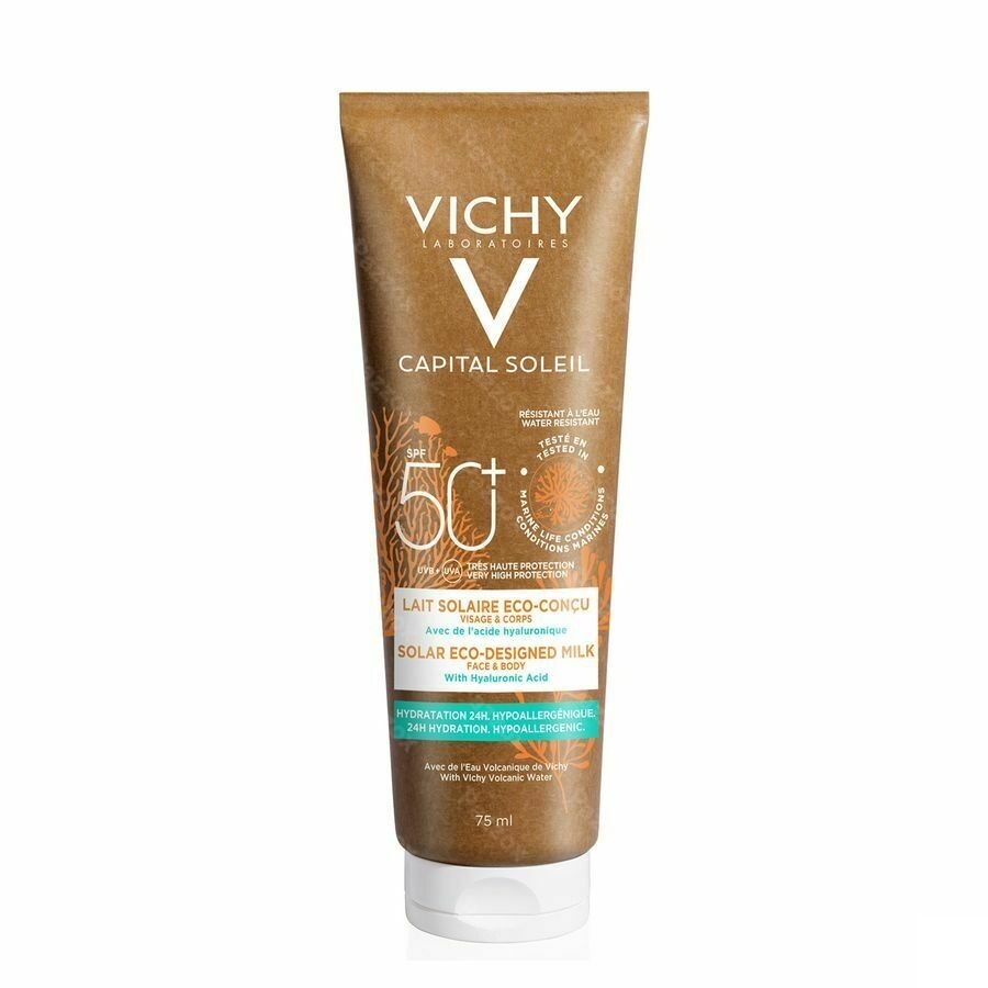 Vichy Capital Soleil Zonnemelk Water Resistant Gezicht En Lichaam SPF 50 Eco 75ml