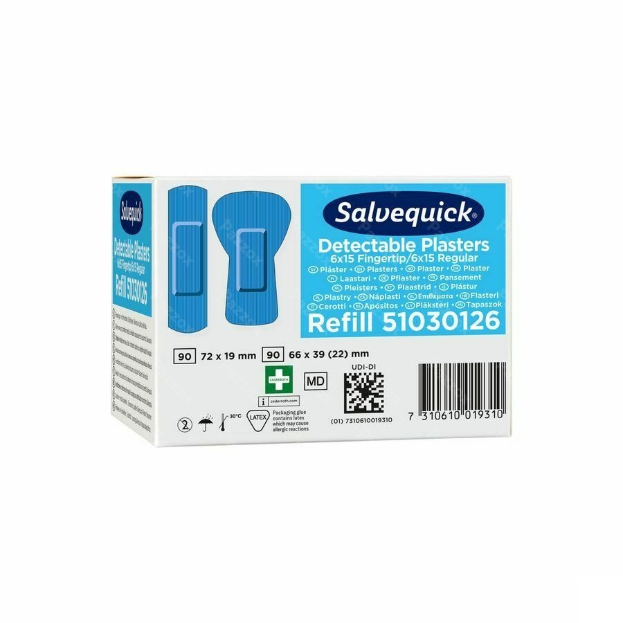 Salvequick Navulling Detecteerbare Vingertop Pleisters 