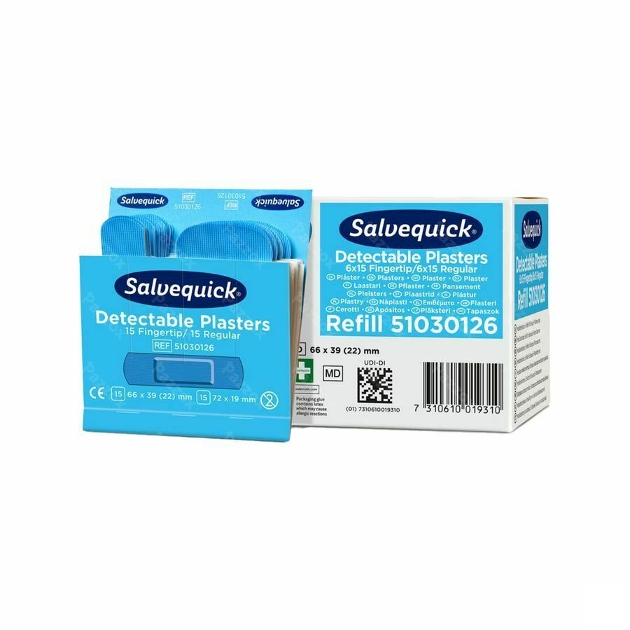 Salvequick Navulling Detecteerbare Vingertop Pleisters 