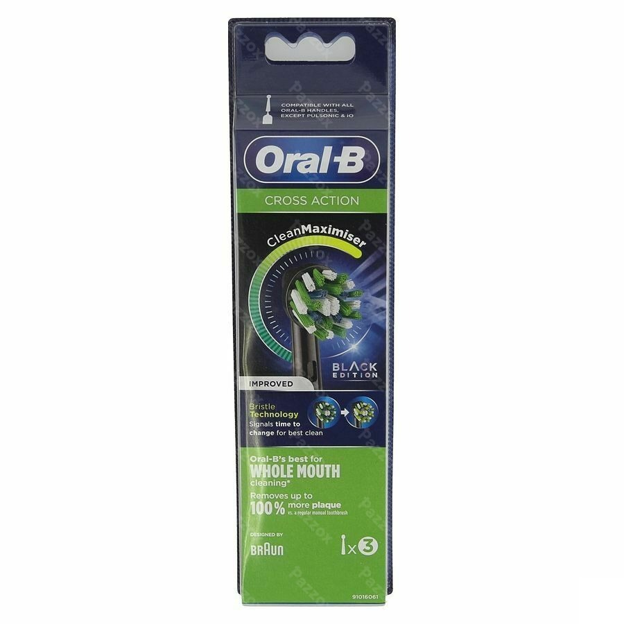 Oral-B Crossaction Opzetborstels Zwart 3 stuks