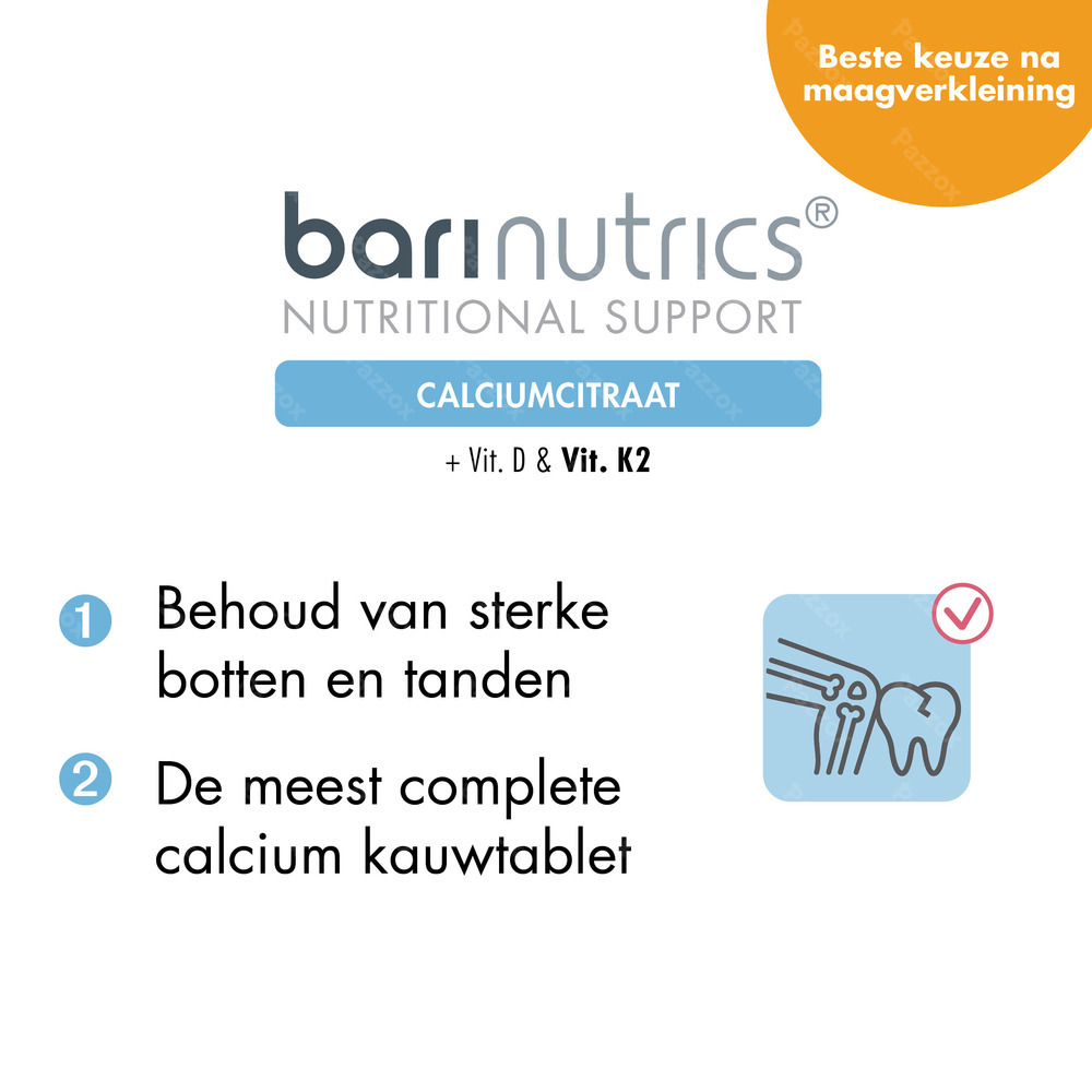 Barinutrics Calciumcitraat Perzik-mango Kauwcomp90