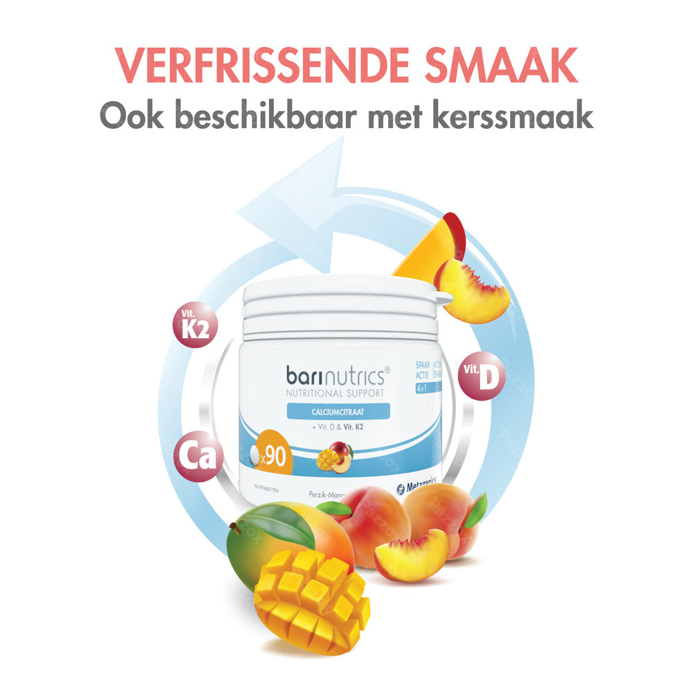Barinutrics Calciumcitraat Perzik-mango Kauwcomp90