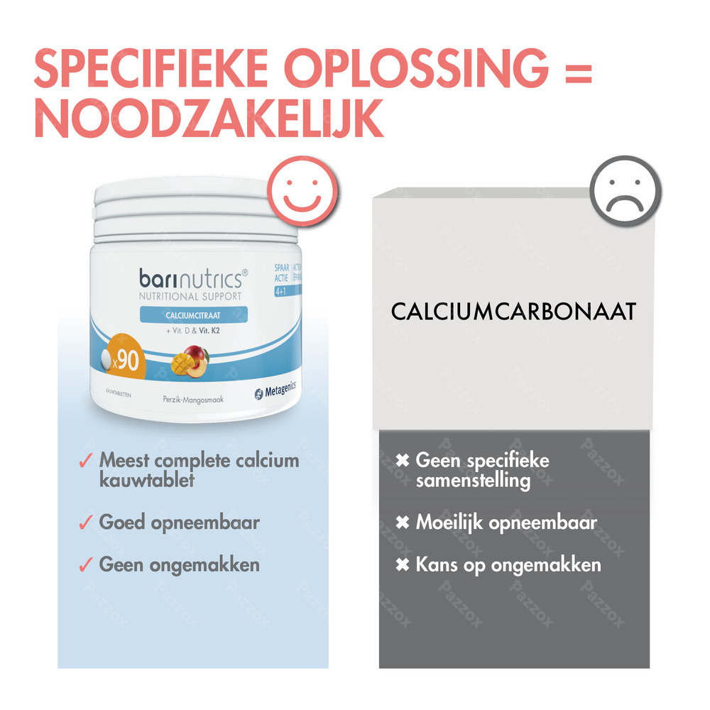 Barinutrics Calciumcitraat Perzik-mango Kauwcomp90