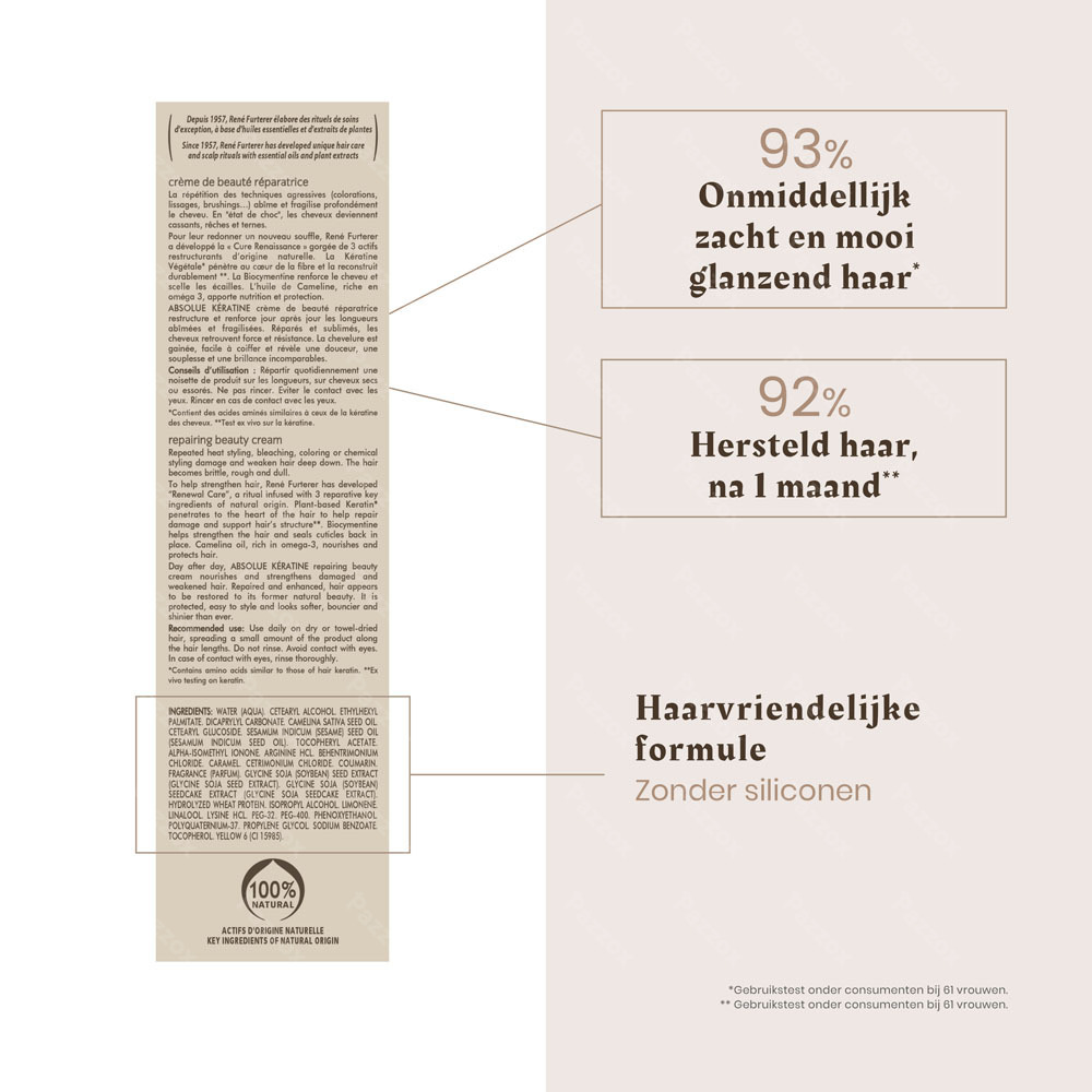 Furterer Absolue Kératine Sublieme Herstellende Verzorging Broos haar 100ml