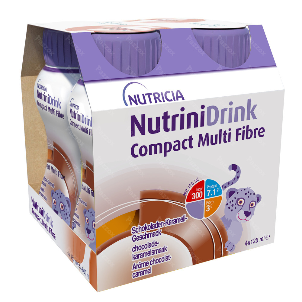 NutriniDrink Compact Multi Fibre Chocolade-Karamelsmaak 4x125ml