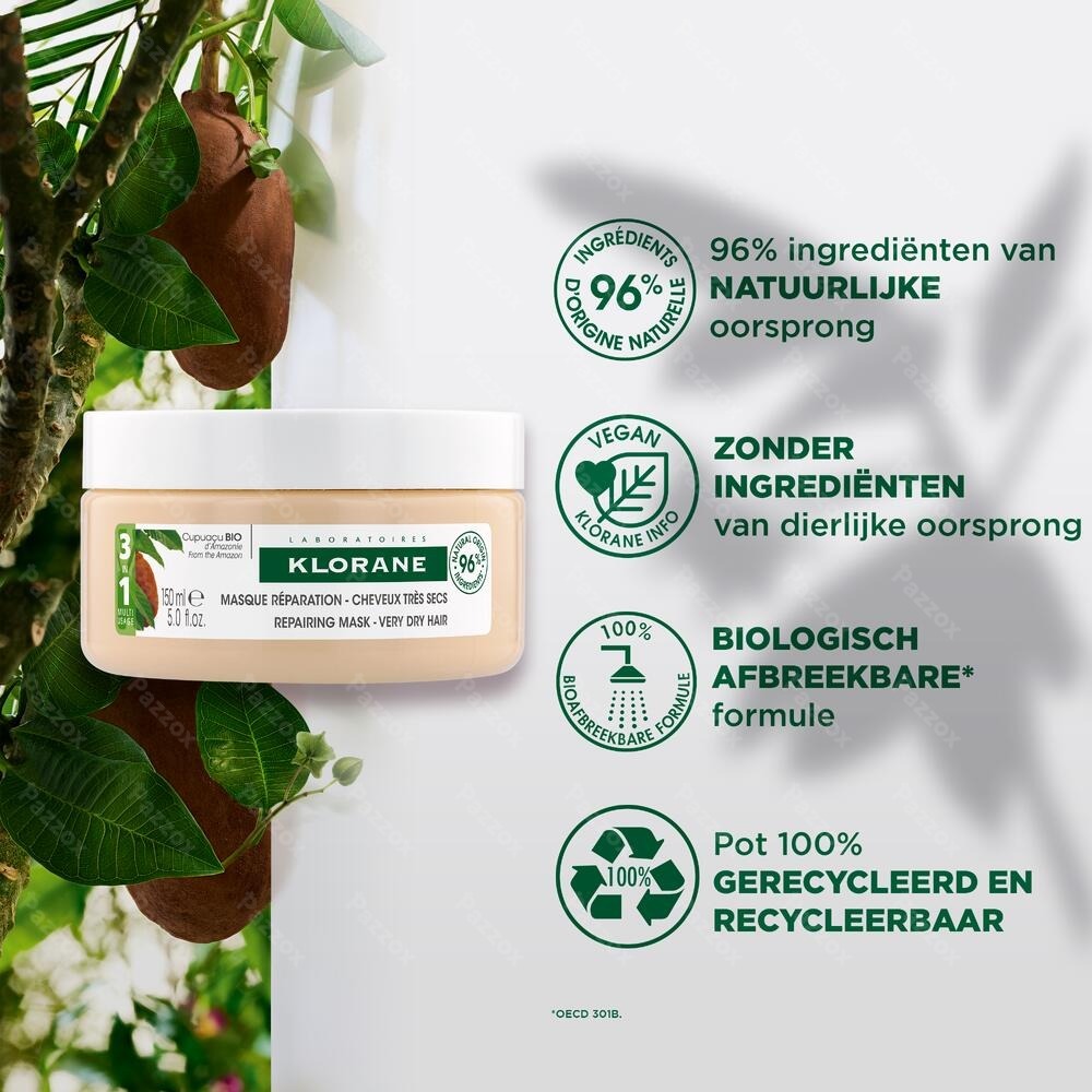 Klorane 3in1 Haarmasker Voedend en Herstellend met Cupuaçu 150ml