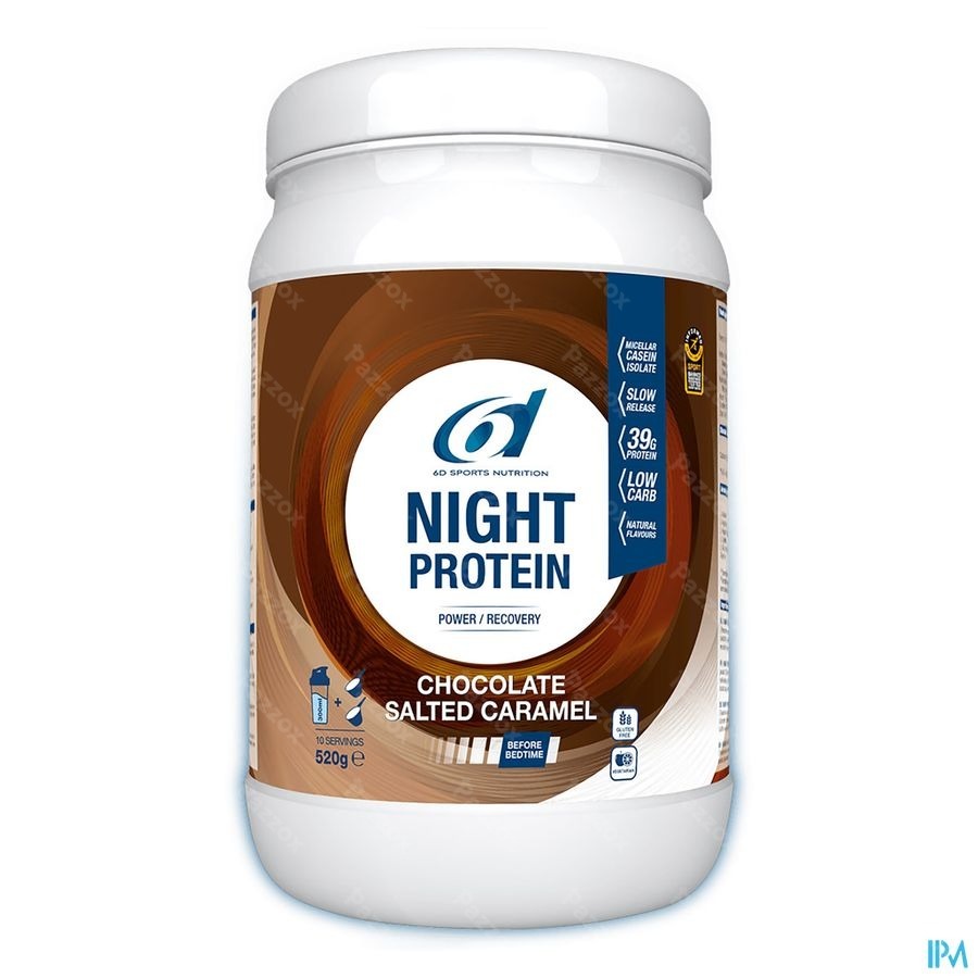 6d Sports Nutrition Night Protein Chocolate Salted Caramel 520g