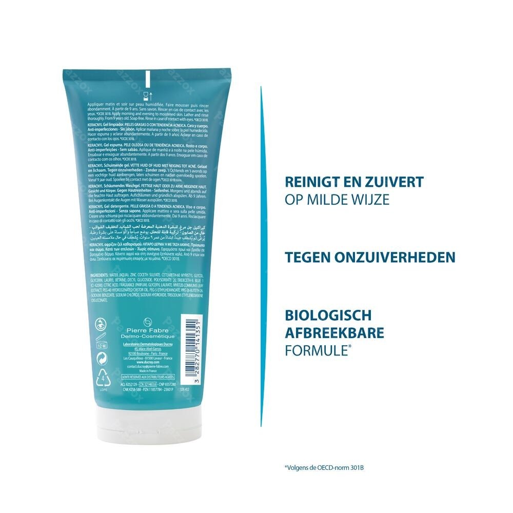 Ducray Keracnyl Schuimende Reinigingsgel 200ml