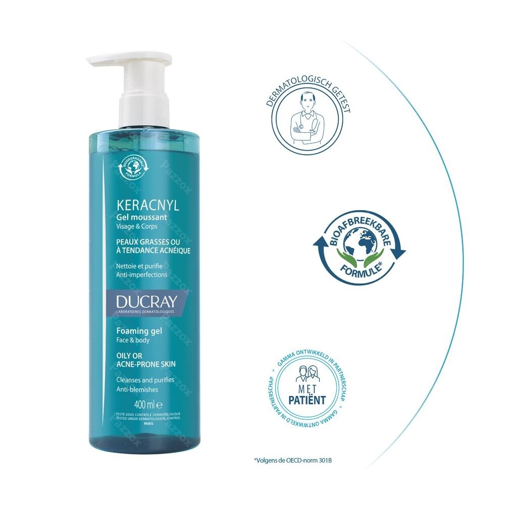 Ducray Keracnyl Schuimende Gel 400ml Nf