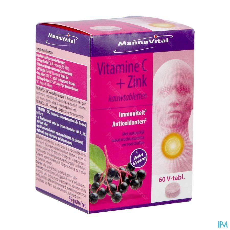 Mannavital Vitamine C + Zink 60 Kauwtabletten
