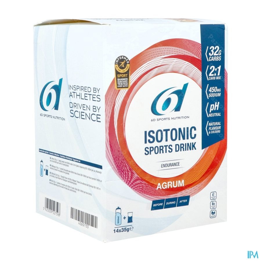 6d Isotonic Sports Drink Agrum Pdr Zakje 14x35g
