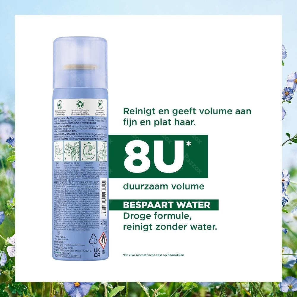 Klorane Droogshampoo Volume met Biologische Vlasvezels 150ml