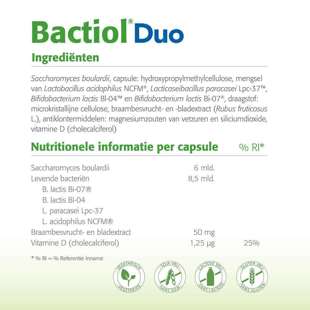 Metagenics Bactiol Duo Normale Stoelgang en Weerstand 30 Capsules