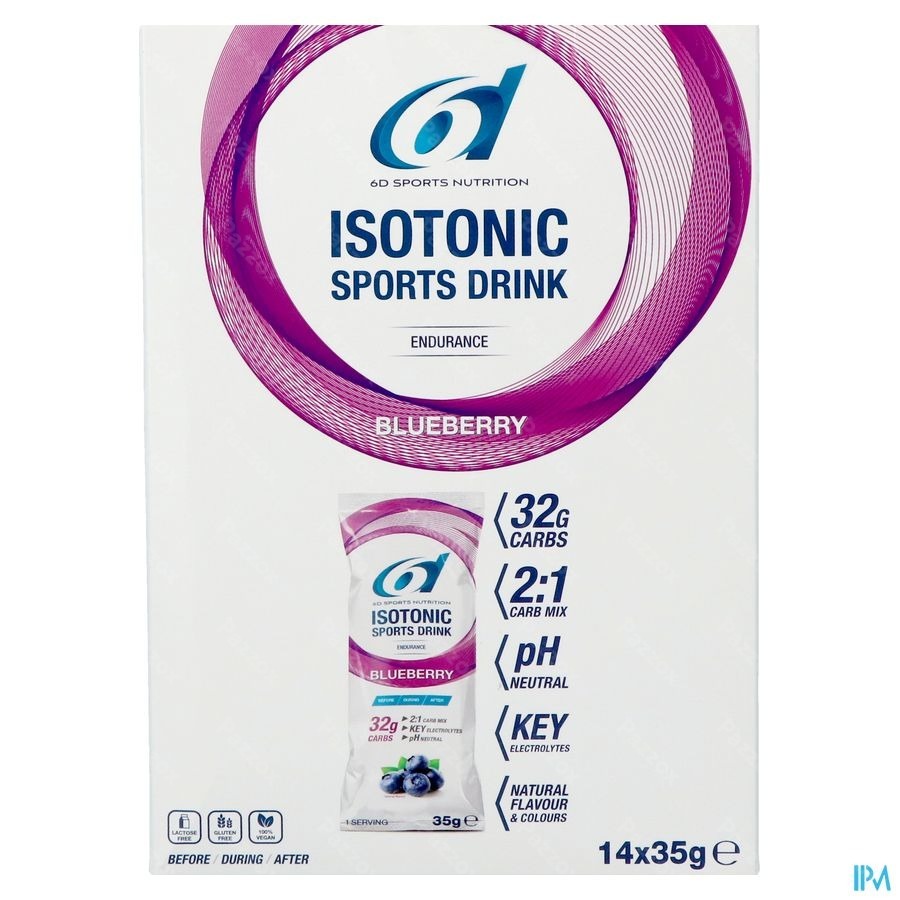 6d Isotonic Sports Drink Blueberry Pdr Zakje14x35g