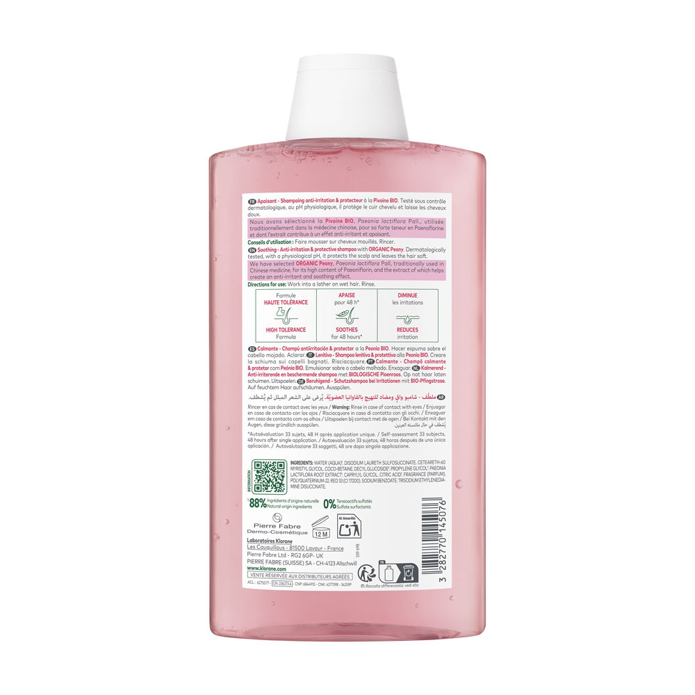 Klorane Capillaire Shampoo Pioenroos Bio 400ml