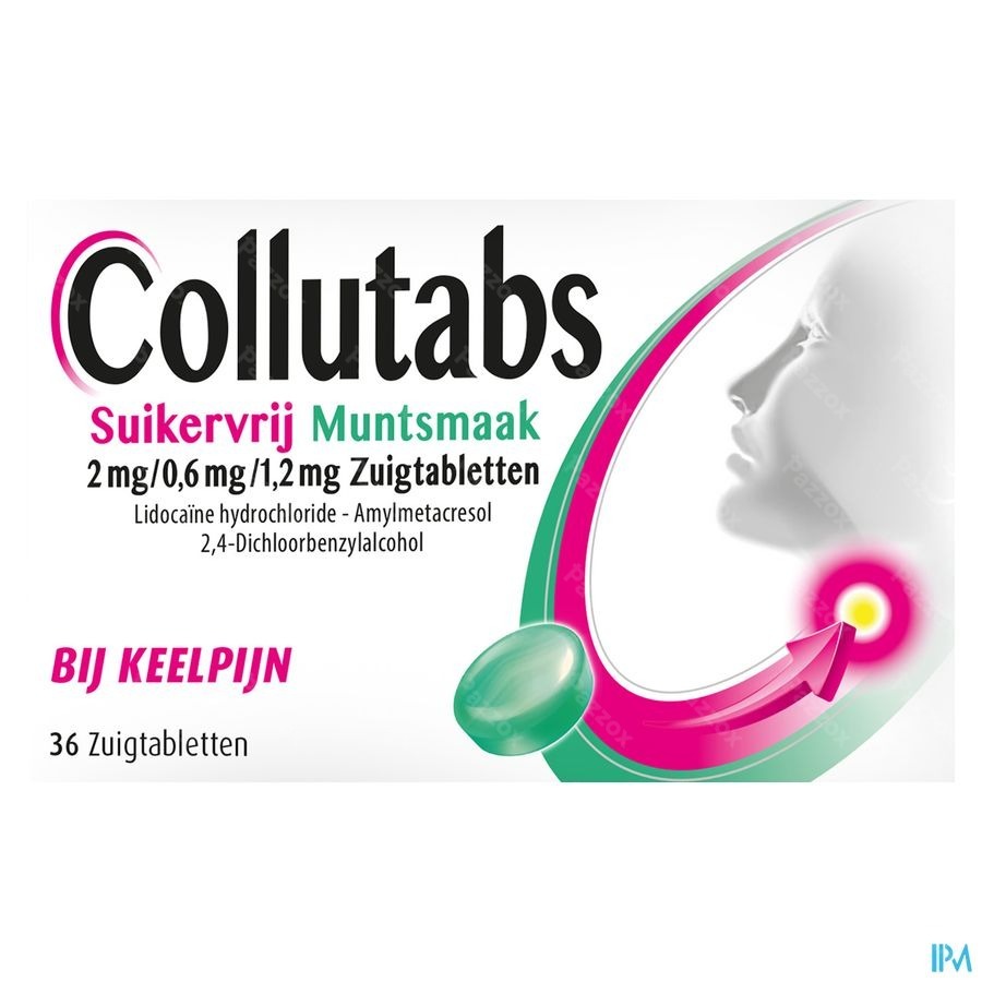 Collutabs Suikervrij Munt 2mg/0,6mg/1,5mg Past. 36