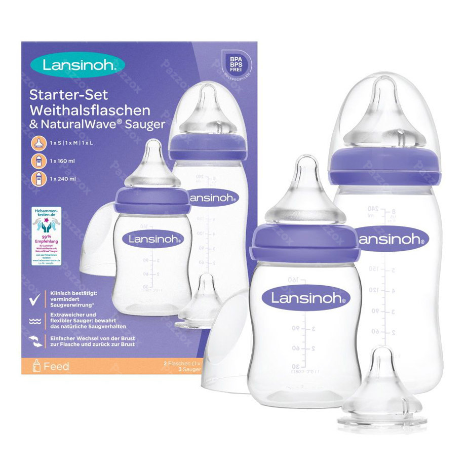 Lansinoh Starterset Drinkfles + Speen Natural Wave