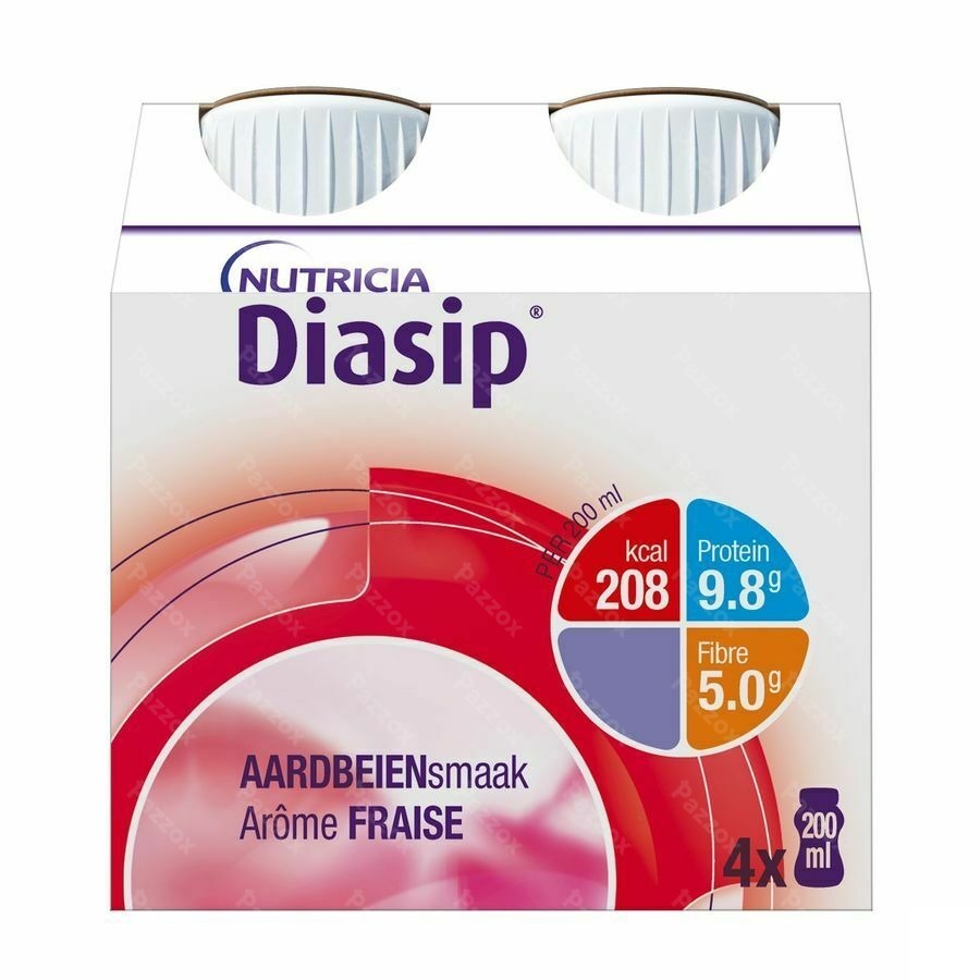 Diasip Aardbei Fles 4x200ml Nf